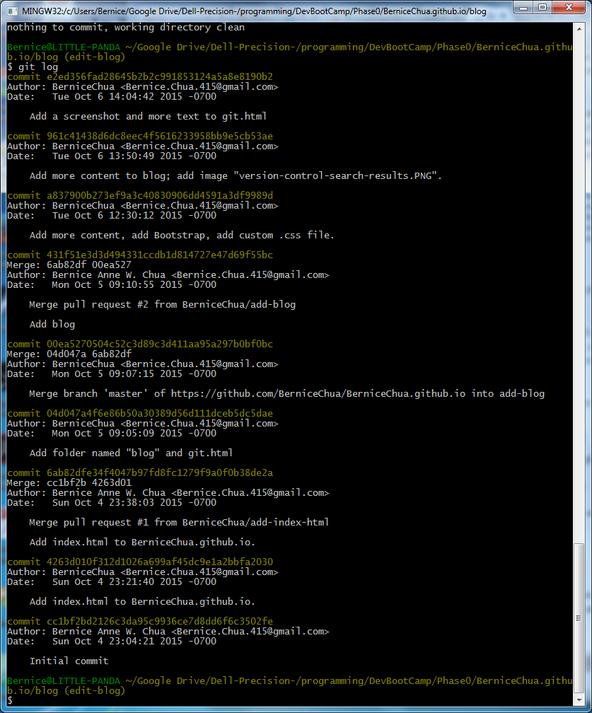 Screenshot my <code>git log</code> output.
